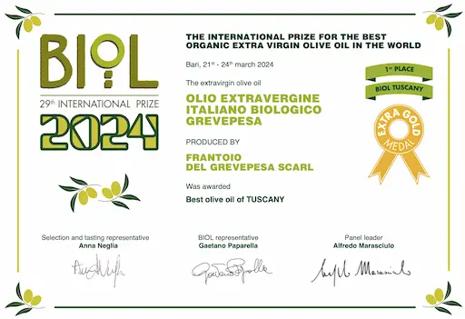 Award winning certified extra virgin olive oil